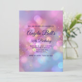 Pink Gold and Blue Bokeh 50th Birthday 招待状 (スタンド正面)