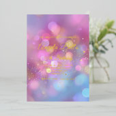 Pink Gold and Blue Bokeh 50th Birthday 箔招待状 (立ち正面)