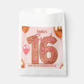 Pink Gold Balloons Glam Sweet 16 Birthday Party フェイバーバッグ (正面)