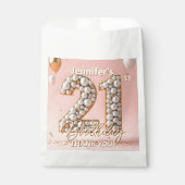 Pink Gold Balloons Pearl 21st Birthday Thank You フェイバーバッグ (正面)