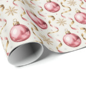 Pink Gold Bauble Luxury Christmas Holiday Pattern ラッピングペーパー (ロールコーナー)