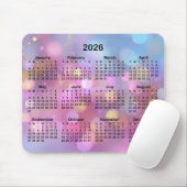 Pink Gold Blue Bokeh 2026 Calendar マウスパッド (マウス)