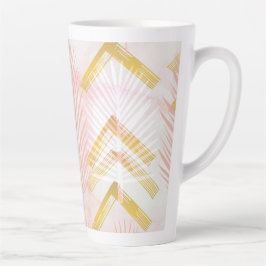 Pink & Gold Botanical Palm Leaves カフェラテマグ