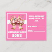Pink Gold Bow Birthday Guess How Many Game エンクロージャーカード (正面)