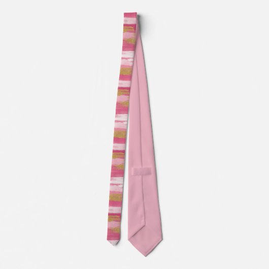 Pink Gold Brushstroke Style Neck Tie ネクタイ (裏面)