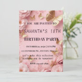 Pink Gold Butterfly Garden Invite 招待状 (スタンド正面)