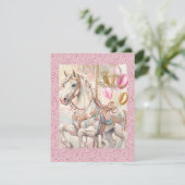 Pink & Gold Carousel Party Digital Download Invite 招待状 (スタンド正面)