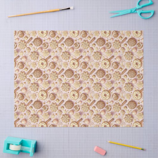 Pink Gold Christmas Pattern#12 ID1009 Wrapping 薄葉紙 (クラフト)