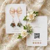 Pink & Gold Coquette Bow QR Jewelry Display TMF26 名刺
