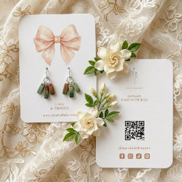 Pink & Gold Coquette Bow QR Jewelry Display TMF26 名刺