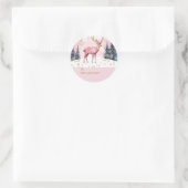 Pink & Gold Deer Personalized To and From Stickers ラウンドシール (バッグ)