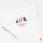 Pink & Gold Deer Personalized To and From Stickers ラウンドシール (封筒)