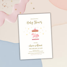 Pink Gold Elegant Carousel Carnival Baby Shower  