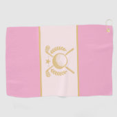 Pink & Gold Elegant Laurel Crest Design ゴルフタオル (横)