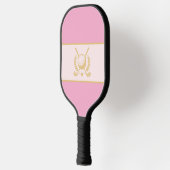 Pink & Gold Elegant Laurel Crest Design ピックルボールラケット (左)