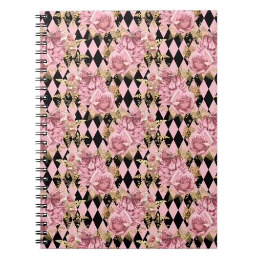 Pink Gold Floral Notebook ノートブック (正面)