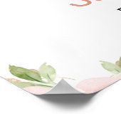Pink Gold Floral Safari Baby Shower Welcome Sign ポスター (角)