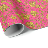 Pink & Gold Floral Wrapping Paper ラッピングペーパー (ロールコーナー)