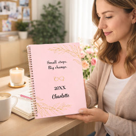 Pink gold foliage inspirational quote ノートブック