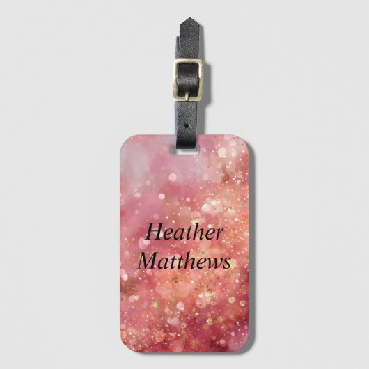 Pink & Gold Glitter  ラゲッジタグ (正面縦)