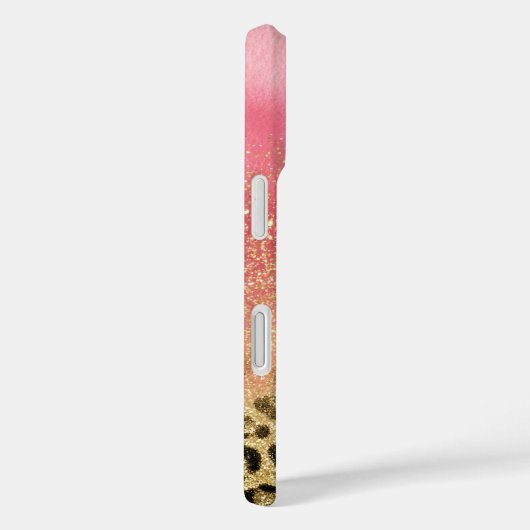Pink Gold Glitter Leopard Print Monogrammed Name Case-Mate iPhoneケース (裏面 / 右)