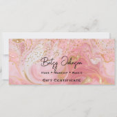 Pink & Gold Glitter Marbled Gift Certificate Card 招待状 (正面)