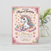 Pink & Gold Glitter Party 招待状 (スタンド正面)