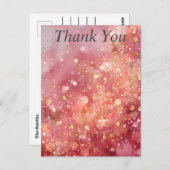 Pink & Gold Glitter Thank You Card ポストカード (正面/裏面)