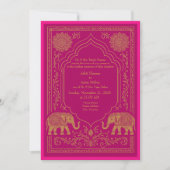 pink gold hindu mandala elephant arch wedding 招待状 (正面)