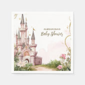 Pink Gold Little Princess Royal Castle Baby Shower スタンダードカクテルナプキン (正面)