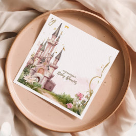 Pink Gold Little Princess Royal Castle Baby Shower スタンダードカクテルナプキン