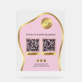 Pink & Gold Logo Business 2 QR Codes Promotional アクリルサイン (正面)