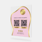 Pink & Gold Logo Business 2 QR Codes Promotional アクリルサイン (傾斜)