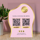 Pink & Gold Logo Business 2 QR Codes Promotional アクリルサイン
