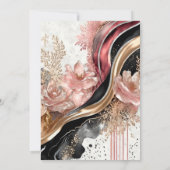 Pink Gold Marble Floral Elegant Wedding 招待状 (裏面)