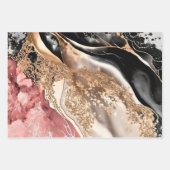 Pink Gold Marble Floral Glitter Abstract Design ラッピングペーパーシート (正面3)