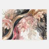 Pink Gold Marble Floral Glitter Abstract Design ラッピングペーパーシート (正面2)