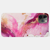 pink gold marble glitter personalized name  Case-Mate iPhoneケース (裏面(横))