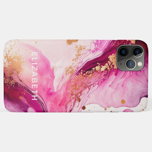pink gold marble glitter personalized name Case-Mate iPhoneケース (裏面(横))