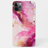 pink gold marble glitter personalized name Case-Mate iPhoneケース (裏面)