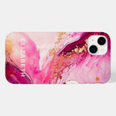pink gold marble glitter personalized name Case-Mate iPhoneケース (裏面 (横))