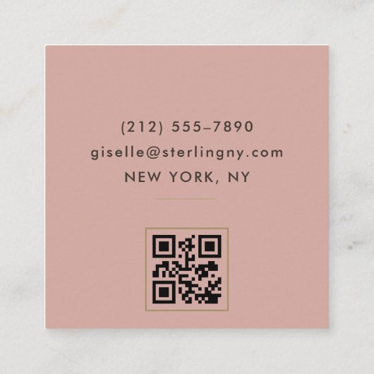 Pink Gold Metallic QR Code スクエア名刺 (裏面)