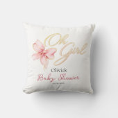 Pink & Gold “Oh Girl” Gold Typography Baby Shower クッション (正面)