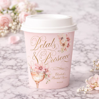 Pink Gold Petals and Prosecco Bridal Shower 紙コップ