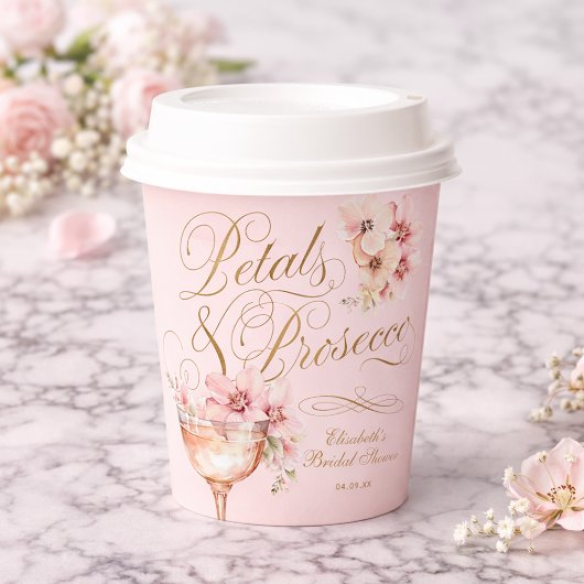 Pink Gold Petals and Prosecco Bridal Shower 紙コップ