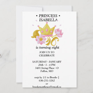 Pink & Gold princess birthday invitation 招待状
