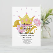 Pink & Gold princess birthday invitation. 招待状 (スタンド正面)