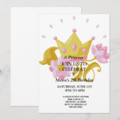 Pink & Gold princess birthday invitation. 招待状 (正面/裏面)