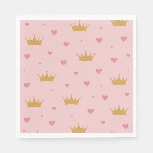 Pink & Gold Princess Pattern Napkin スタンダードランチョンナプキン (正面)