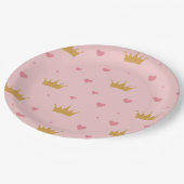 Pink & Gold Princess Pattern Paper Plate ペーパープレート (アングル)
